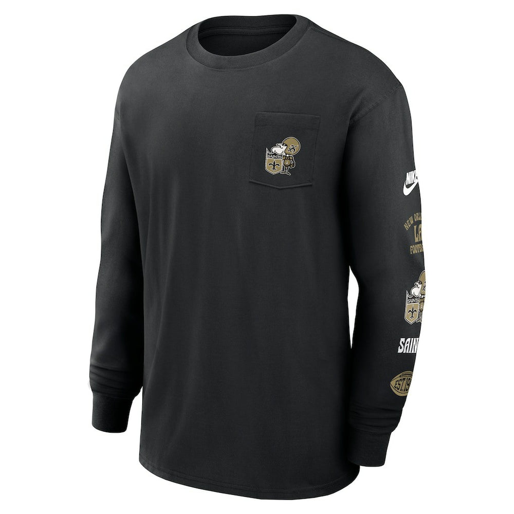 New Orleans Saints Rewind Heavy Max90 Pocket Long Sleeve T-Shirt - Black outlet