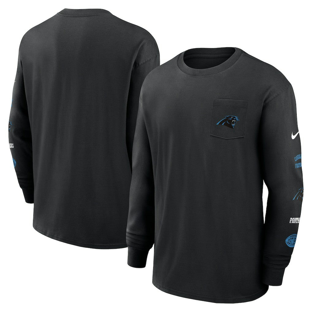 Carolina Panthers Rewind Heavy Max90 Pocket Long Sleeve T-Shirt - Black for sale