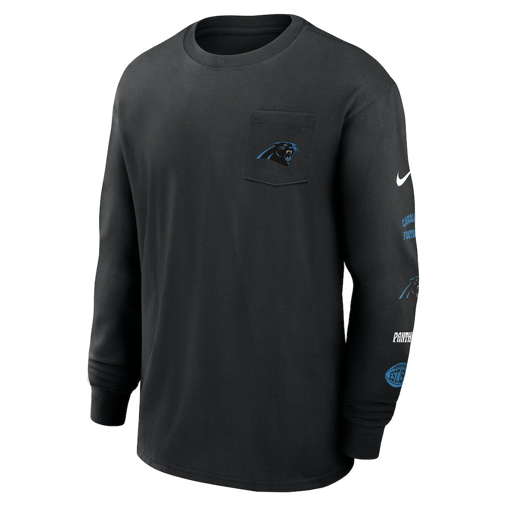Carolina Panthers Rewind Heavy Max90 Pocket Long Sleeve T-Shirt - Black for sale
