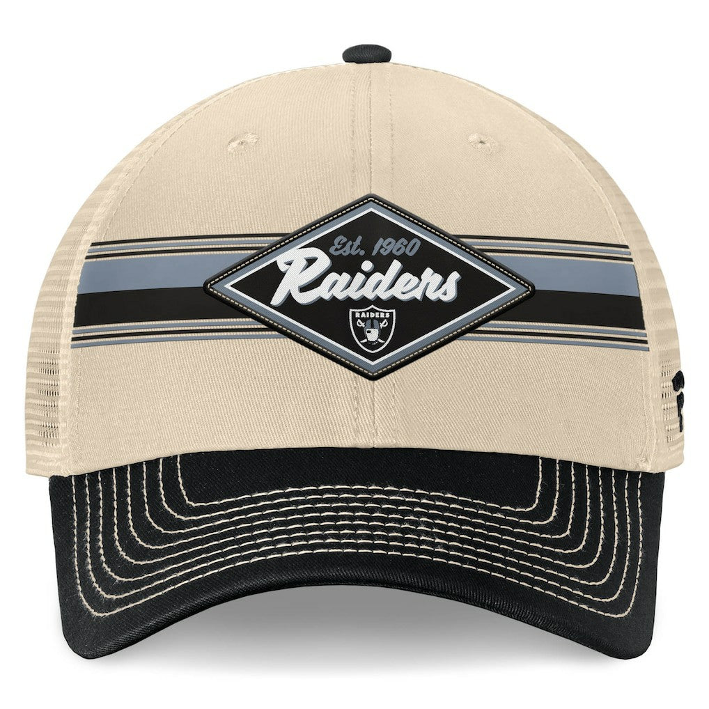 Las Vegas Raiders Diamond Stripe Trucker Adjustable Hat - Natural/Black sale