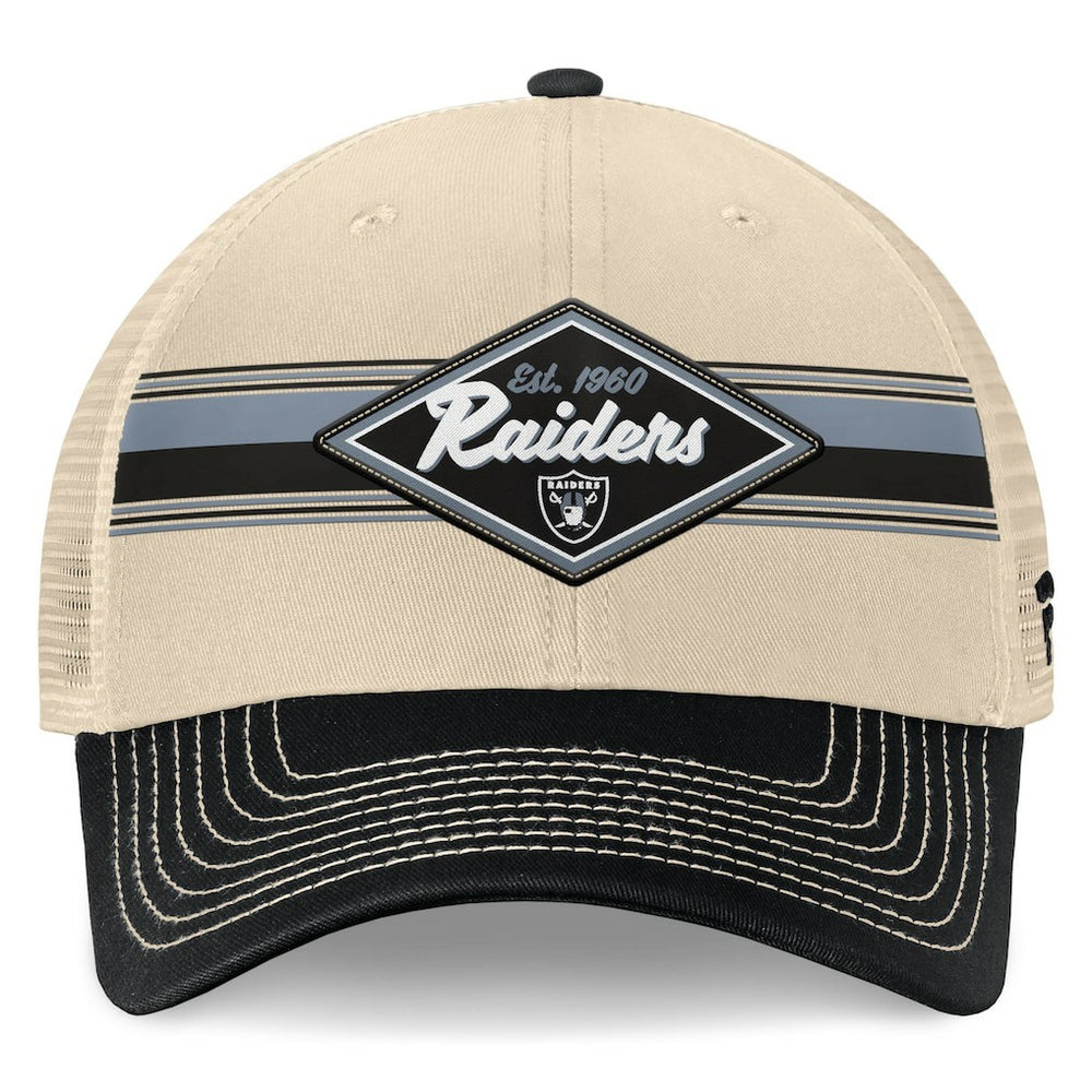 Las Vegas Raiders Diamond Stripe Trucker Adjustable Hat - Natural/Black sale