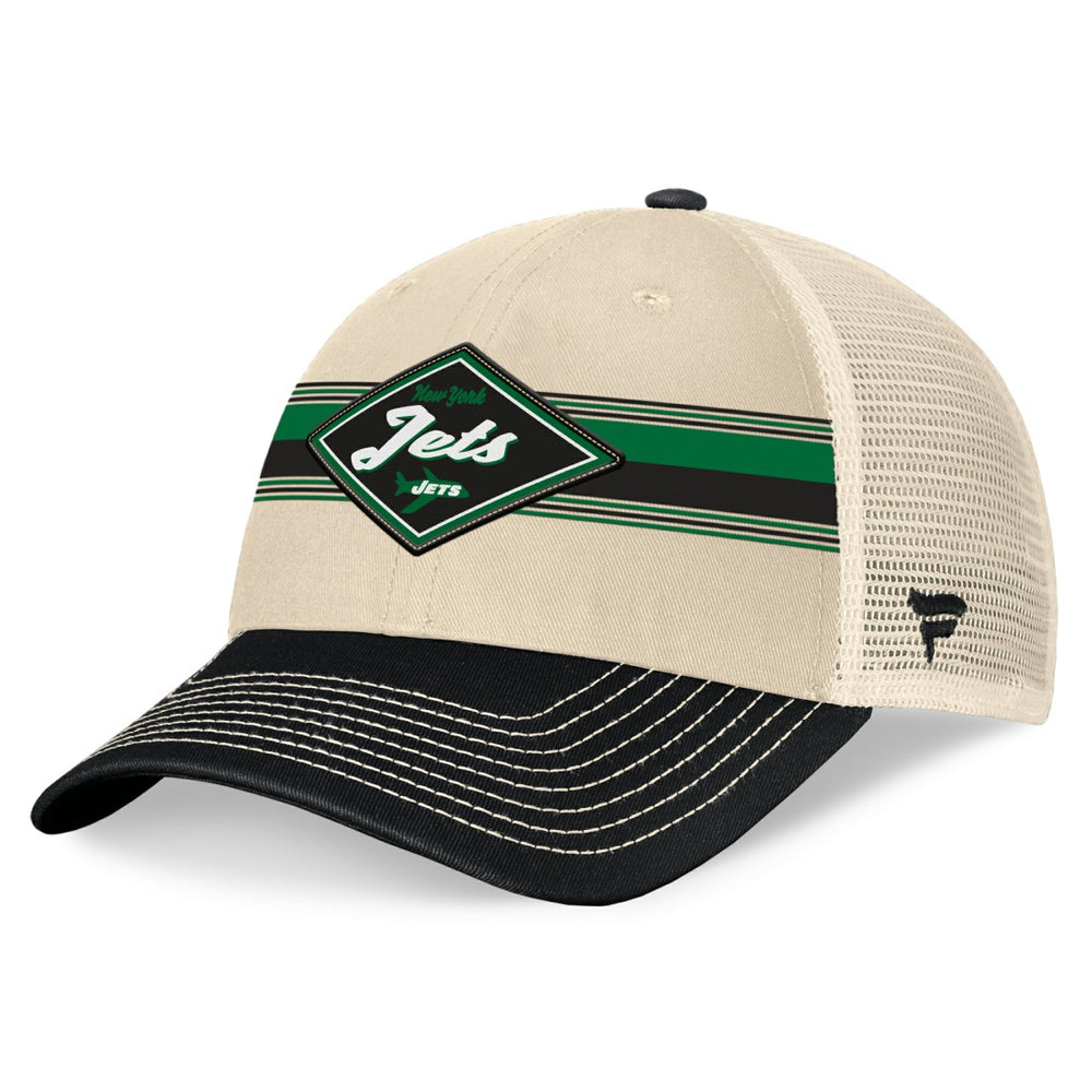 New York Jets Diamond Stripe Trucker Adjustable Hat - Natural/Black for sale