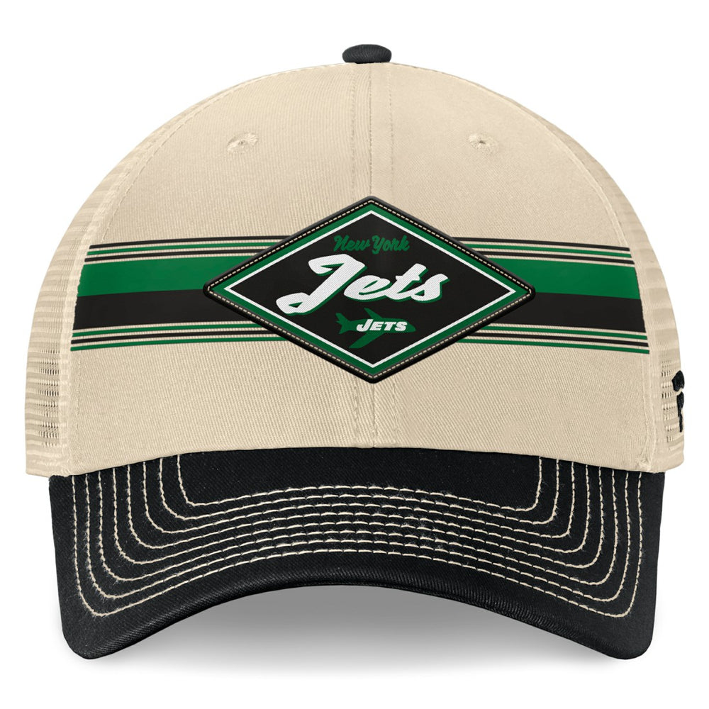New York Jets Diamond Stripe Trucker Adjustable Hat - Natural/Black for sale