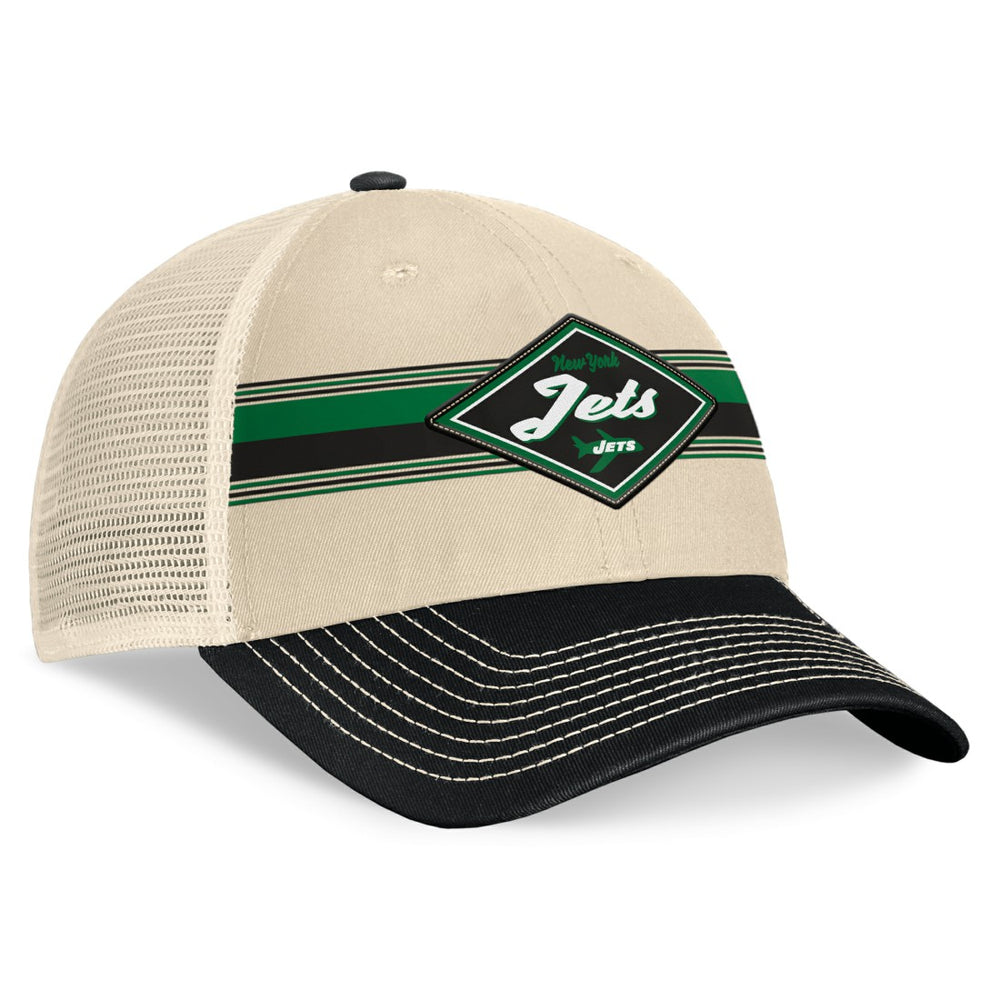 New York Jets Diamond Stripe Trucker Adjustable Hat - Natural/Black for sale