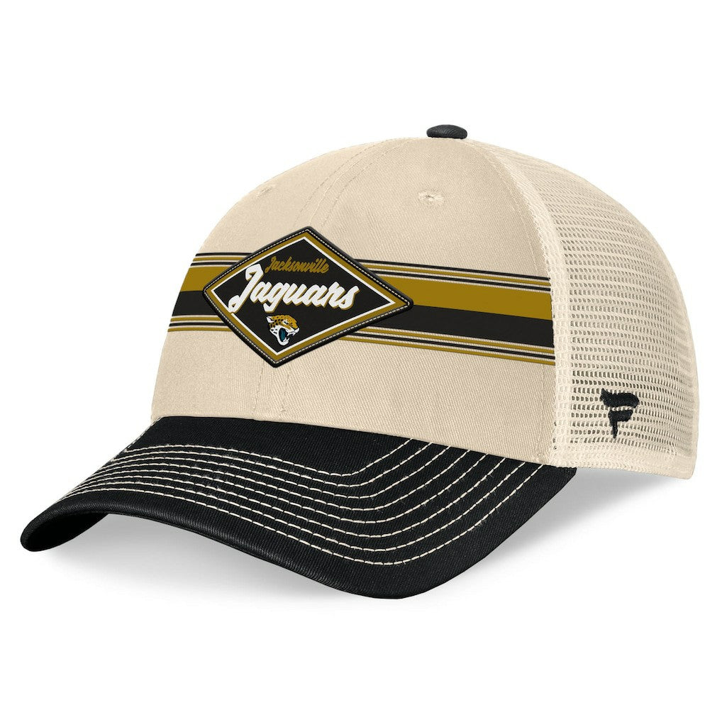 Jacksonville Jaguars Diamond Stripe Trucker Adjustable Hat - Natural/Black online