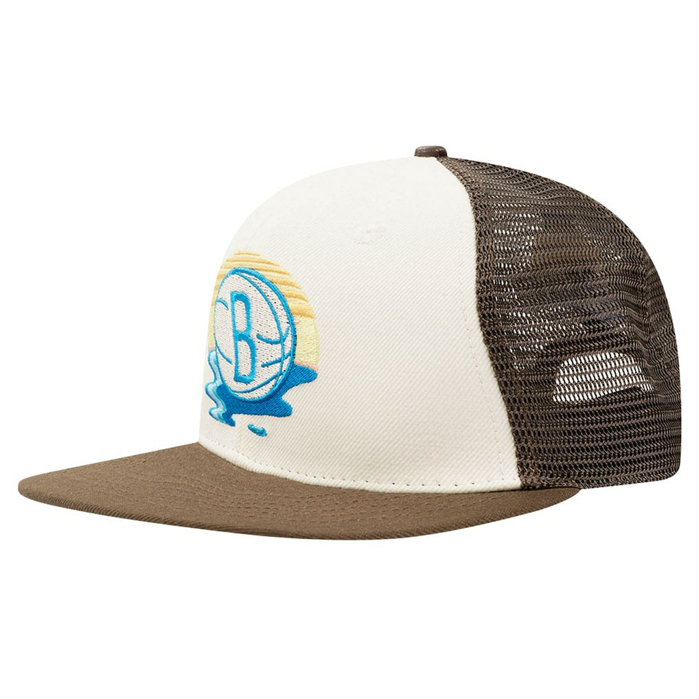 Brooklyn Nets Pro Standard Glint Sunset Snapback Hat - Cream/Brown discount