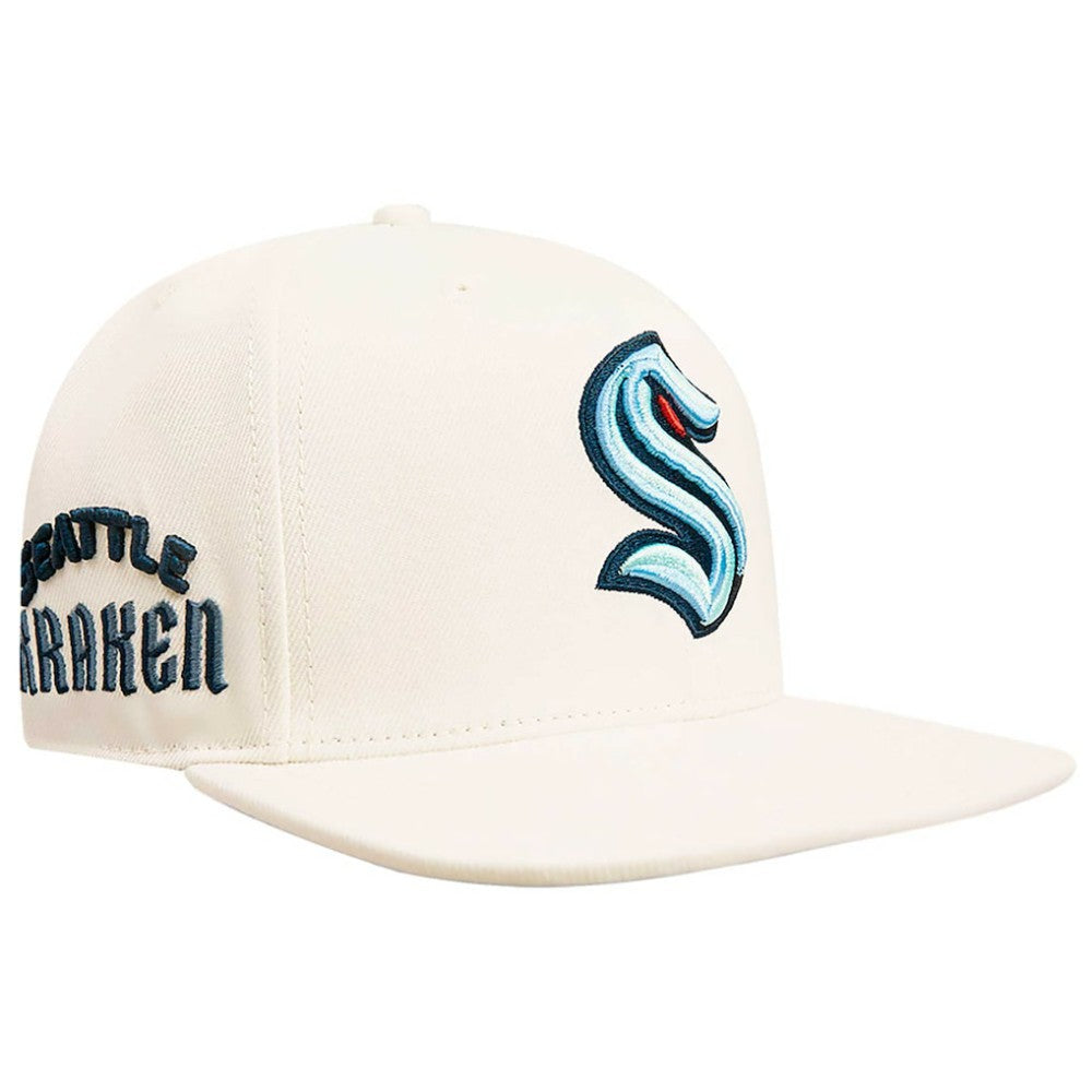 Seattle Kraken Pro Standard Retro Classic Logo Snapback Hat - Cream Hats