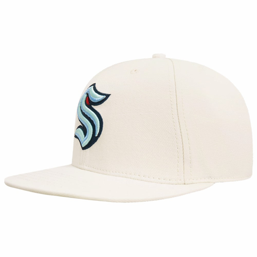 Seattle Kraken Pro Standard Retro Classic Logo Snapback Hat - Cream Hats