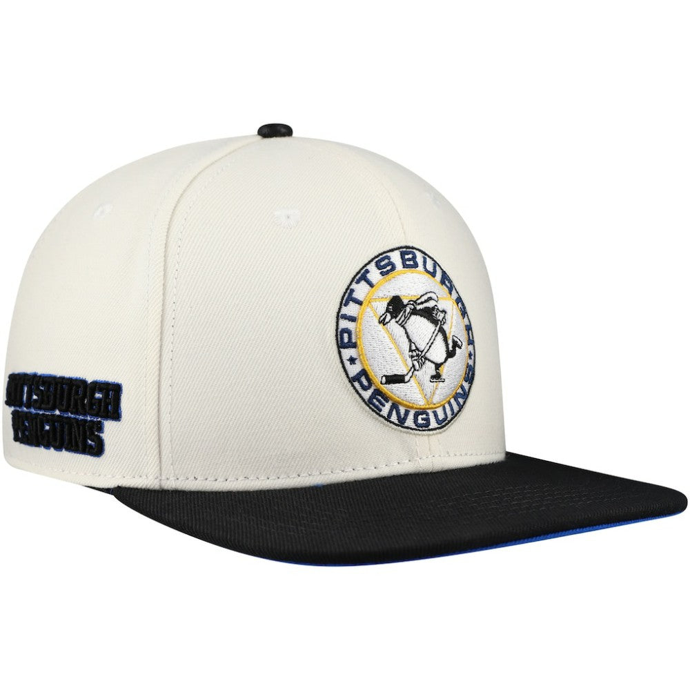 Pittsburgh Penguins Pro Standard Retro Classic Logo Snapback Hat - Cream Hats