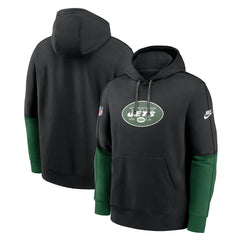 New York Jets Throwback Logo Club Tri-Blend Pullover Hoodie - Black discount