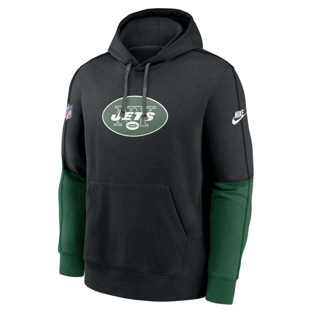 New York Jets Throwback Logo Club Tri-Blend Pullover Hoodie - Black discount