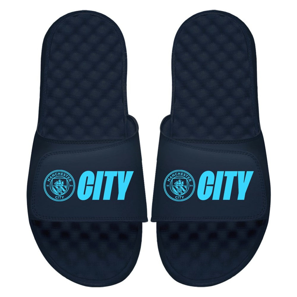 Manchester City ISlide Youth City Logo Slide Sandals - Navy on sale