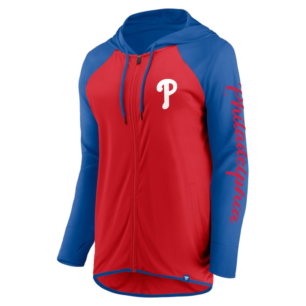 Philadelphia Phillies Women's Script Sleeve Full-Zip Hoodie Red/Royal
