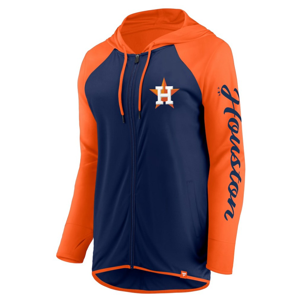 Houston Astros Women's Script Sleeve Full-Zip Hoodie Navy/Orange