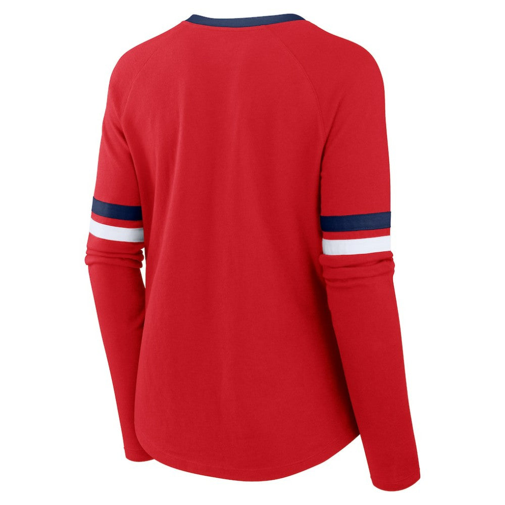 St. Louis Cardinals Women's Won & Done Raglan Lace-Up Long Sleeve T-Shirt Red