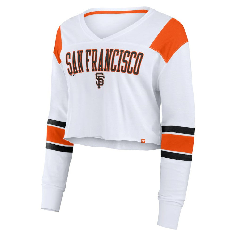 San Francisco Giants Women's Stretch Cropped Fashion Long Sleeve T-Shirt White