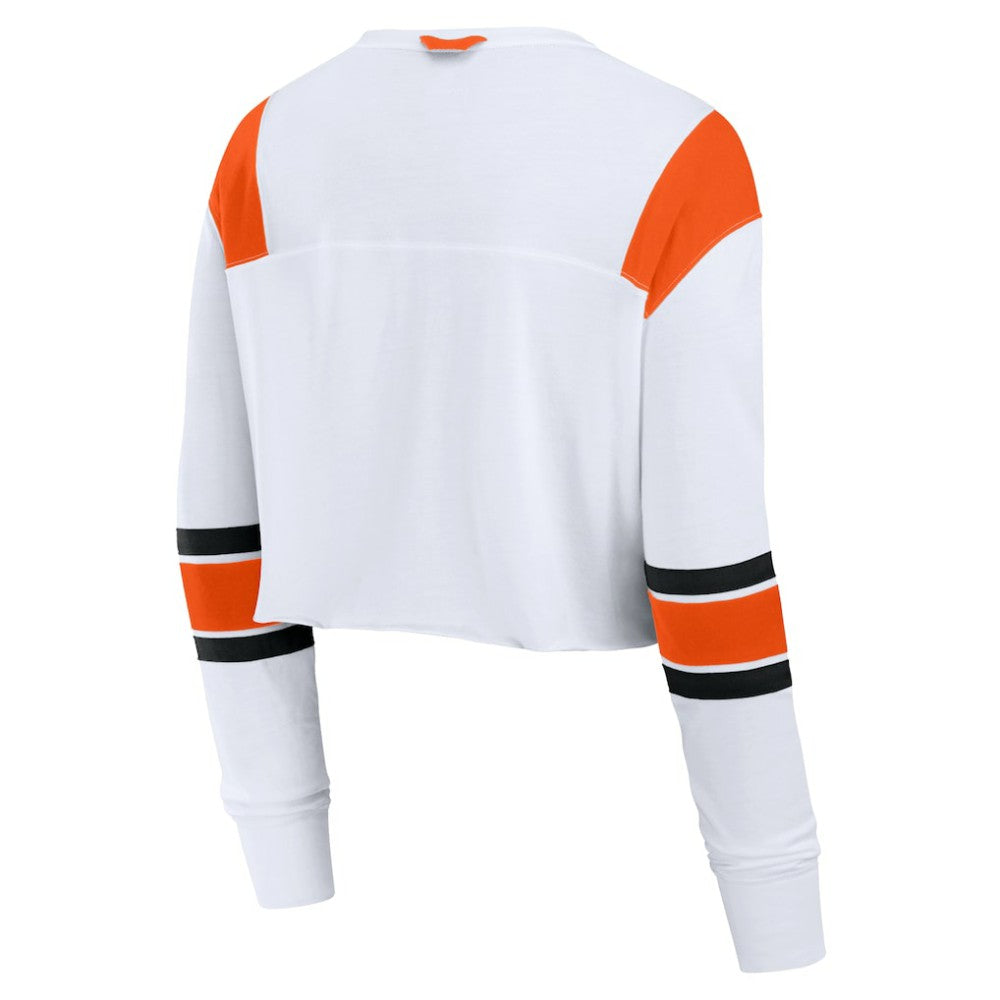 San Francisco Giants Women's Stretch Cropped Fashion Long Sleeve T-Shirt White
