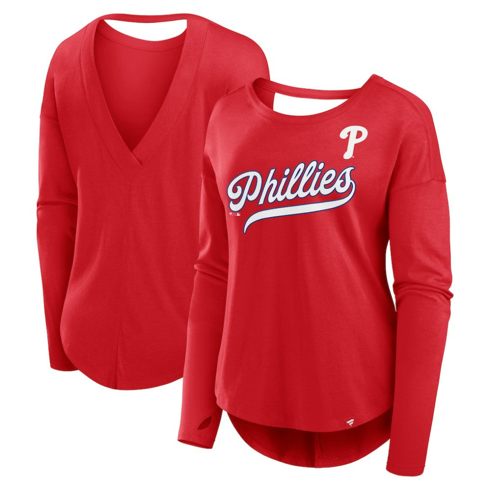 Philadelphia Phillies Women's Core Boat Neck Long Sleeve T-Shirt  Red