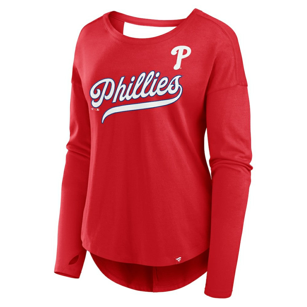 Philadelphia Phillies Women's Core Boat Neck Long Sleeve T-Shirt  Red