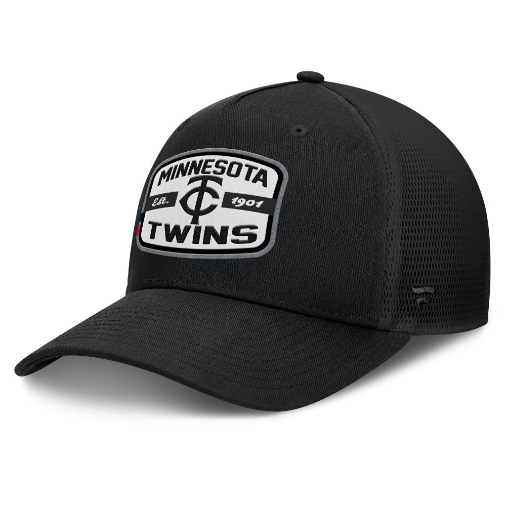 Minnesota Twins Team Patch A-Frame Trucker Snapback Hat Black