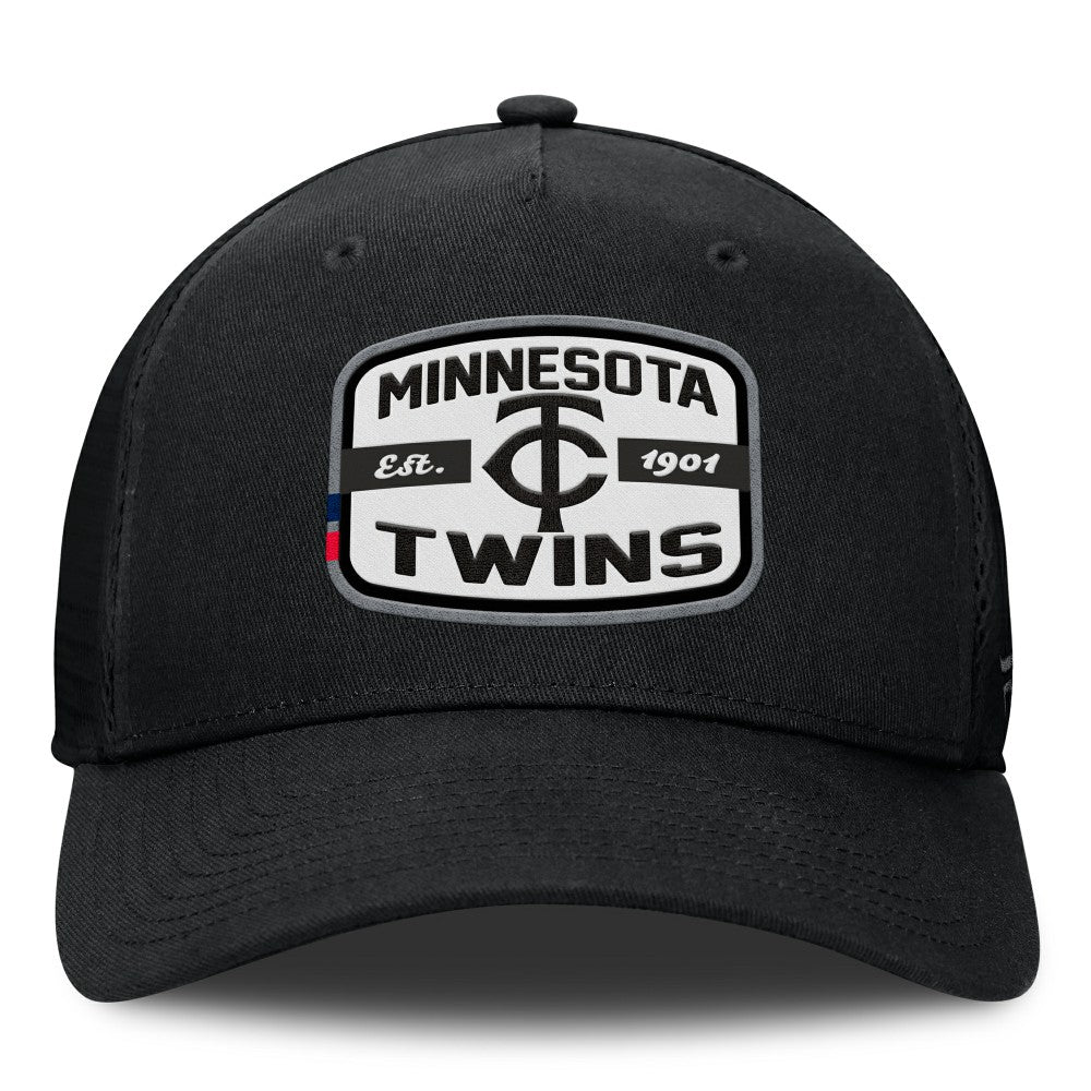 Minnesota Twins Team Patch A-Frame Trucker Snapback Hat Black
