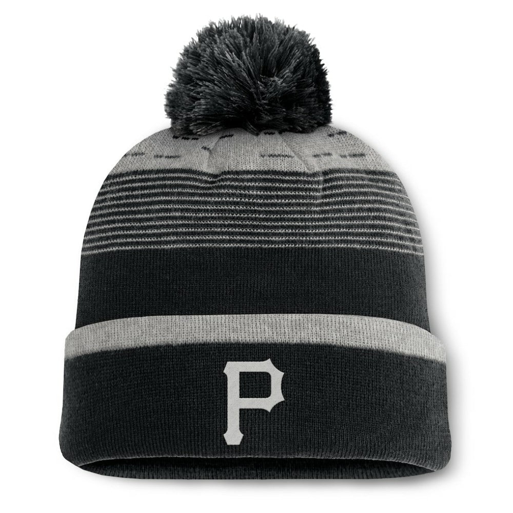 Pittsburgh Pirates Fundamental Gradient Cuffed Knit Hat with Pom Black