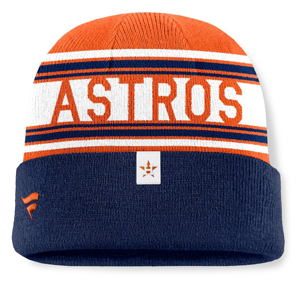 Houston Astros Fundamental Team Stripe Cuffed Knit Hat Navy
