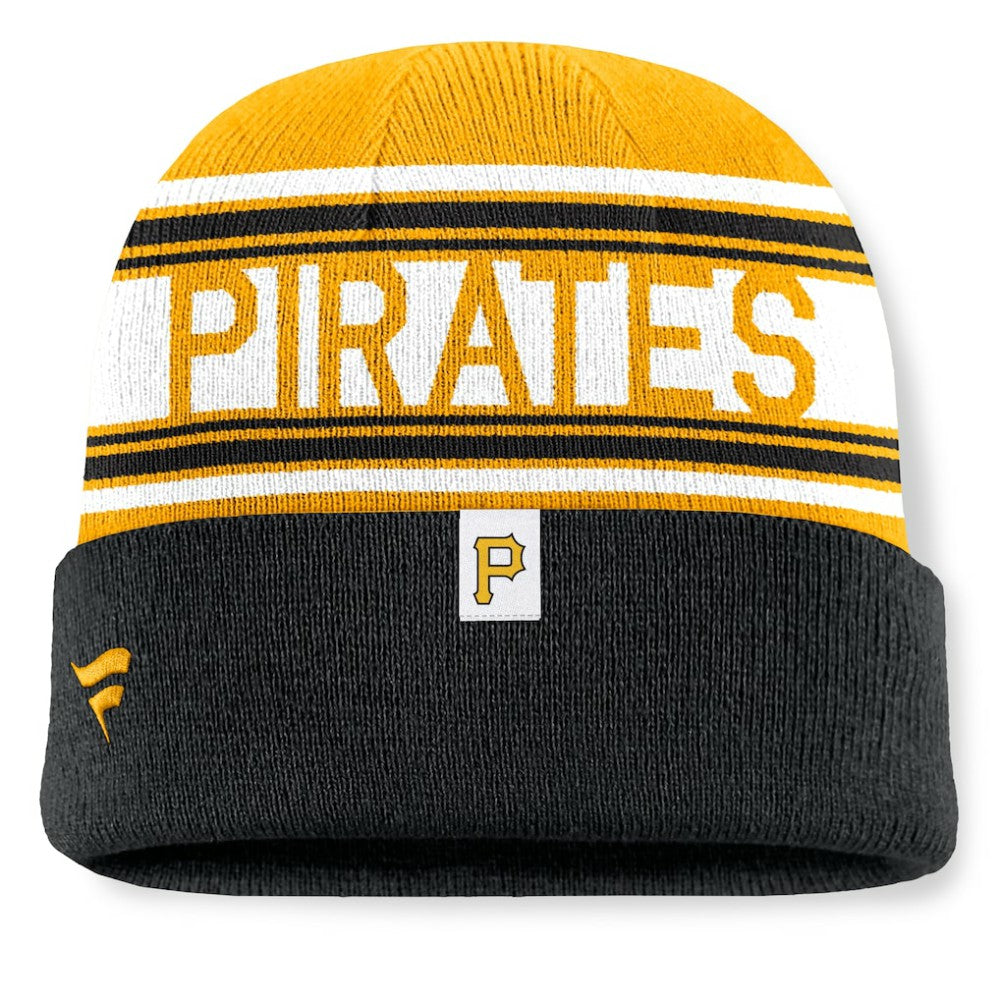 Pittsburgh Pirates Fundamental Team Stripe Cuffed Knit Hat Black