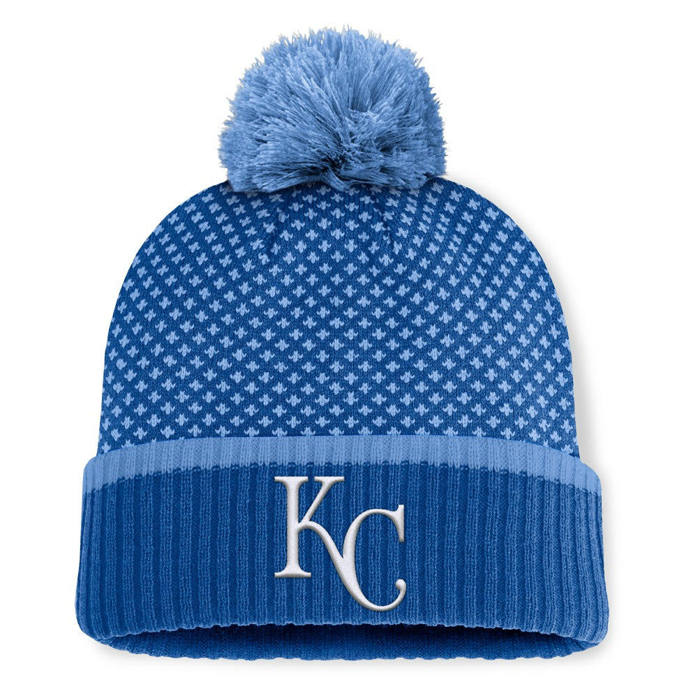 Kansas City Royals Women's Fundamental Jacquard Cuffed Knit Hat with Pom Royal