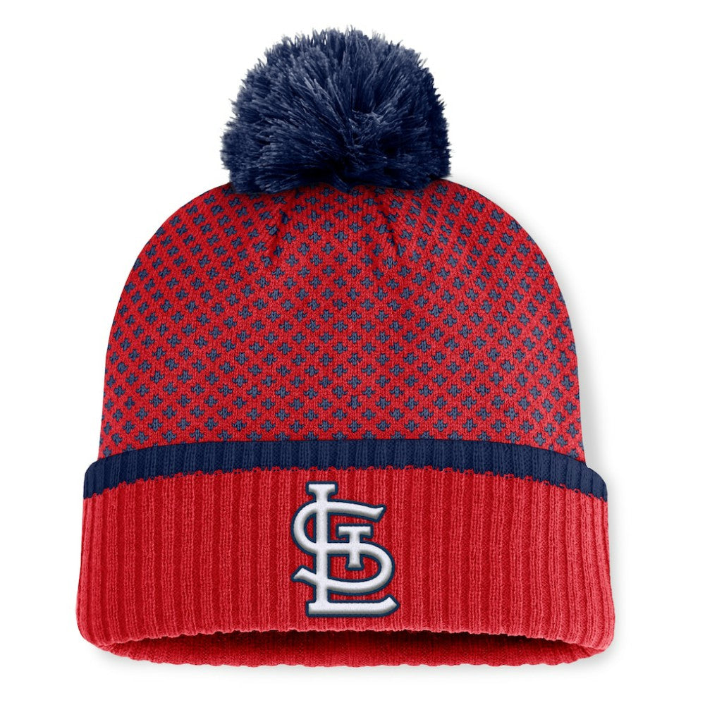 St. Louis Cardinals Women's Fundamental Jacquard Cuffed Knit Hat with Pom Red