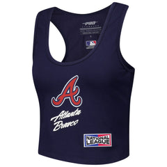 Atlanta Braves Pro Standard Women's Fast Lane Fitted Tri-Blend Cropped Tank Top Navy