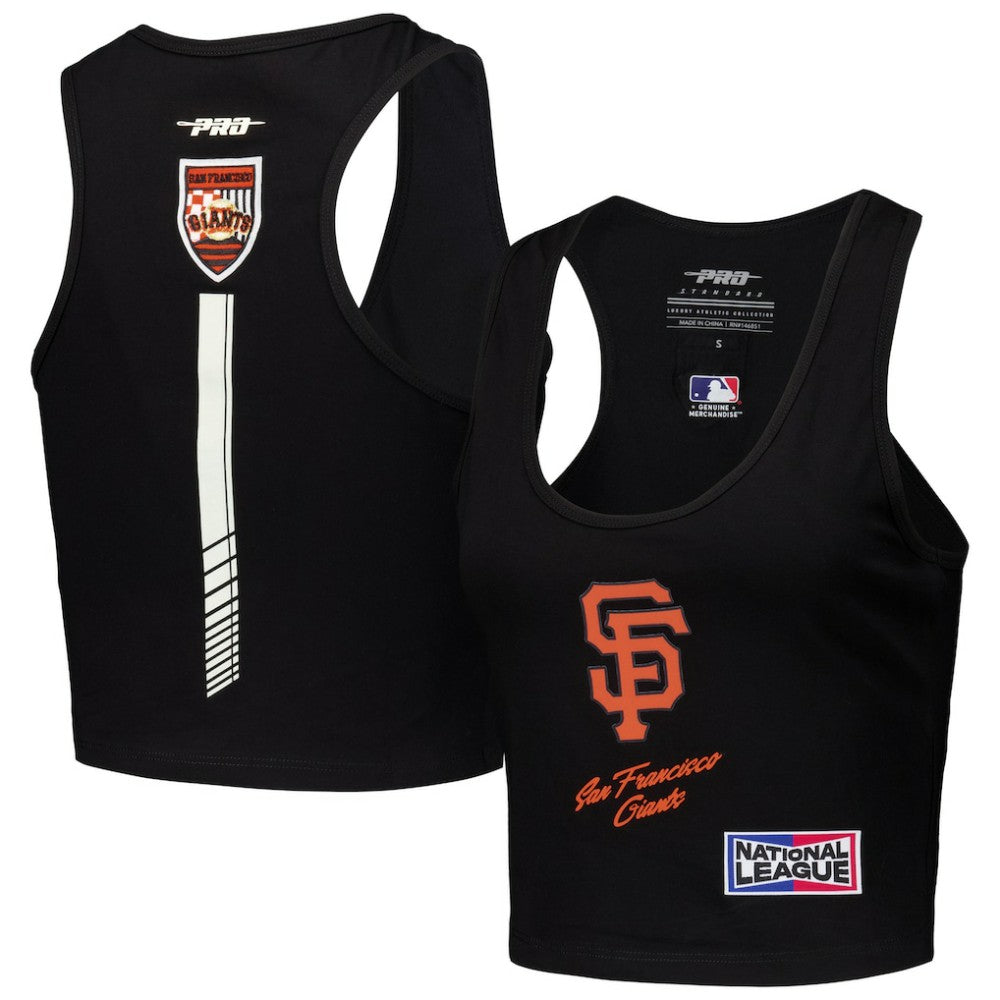 San Francisco Giants Pro Standard Women's Fast Lane Fitted Tri-Blend Cropped Tank Top Black