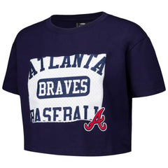 Atlanta Braves Pro Standard Women's Made To Play Boxy Cropped T-Shirt Navy