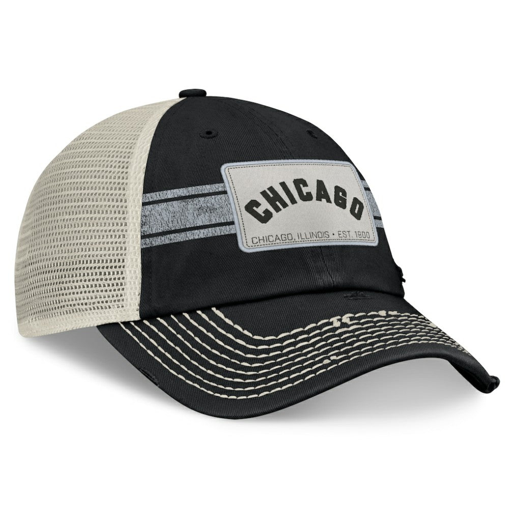 Chicago White Sox  Heritage Stripe Trucker Adjustable Hat Black/Natural