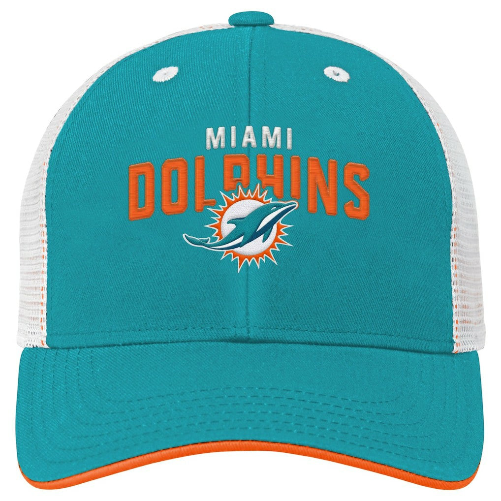 Miami Dolphins Youth Core Lockup Trucker Adjustable Hat - Aqua outlet