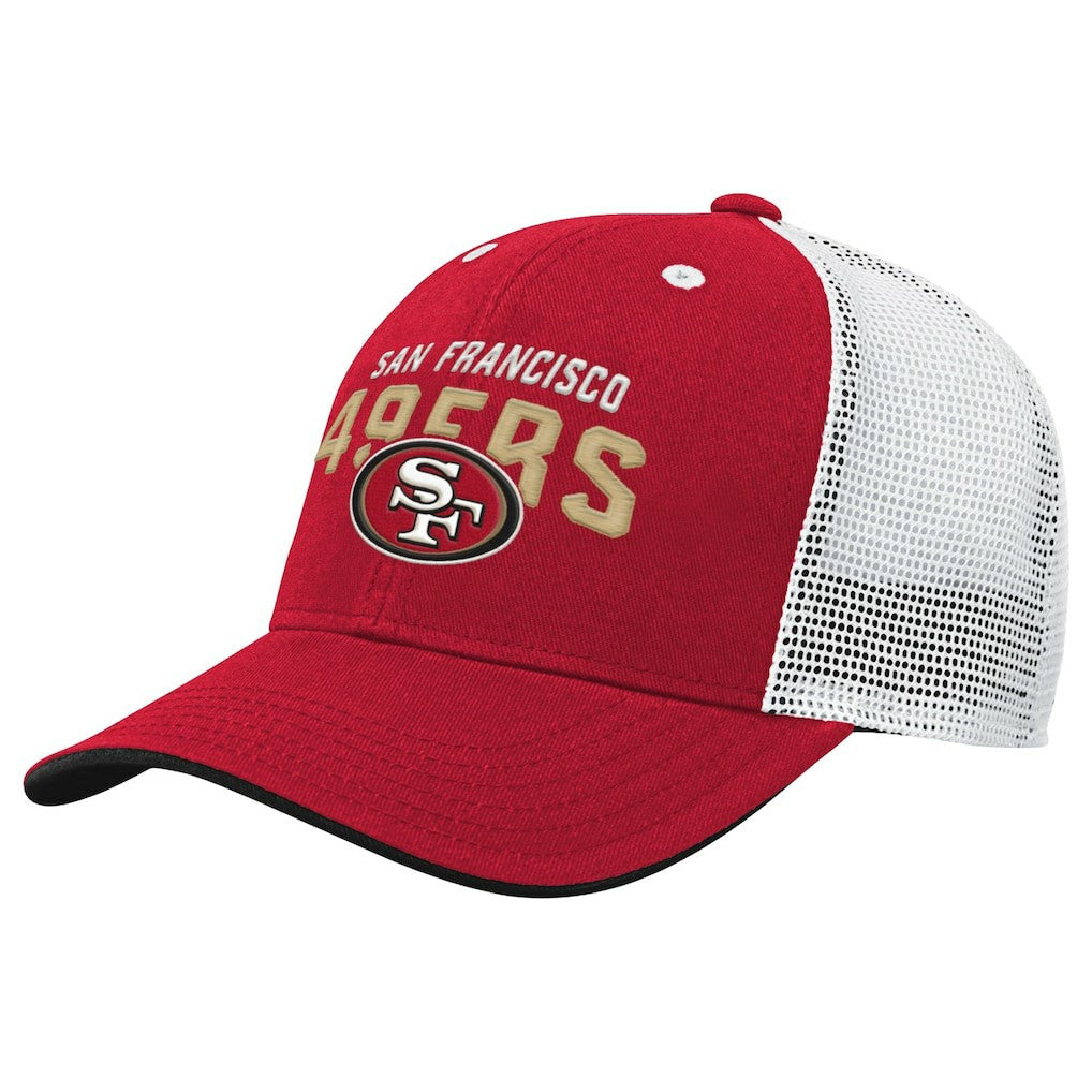 San Francisco 49ers Youth Core Lockup Trucker Adjustable Hat - Scarlet cheap