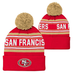San Francisco 49ers Youth Jacquard Cuffed Knit Hat with Pom - Scarlet online