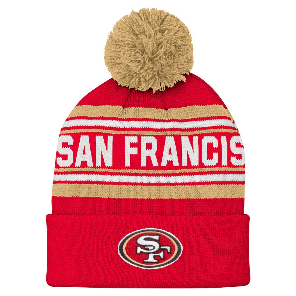 San Francisco 49ers Youth Jacquard Cuffed Knit Hat with Pom - Scarlet online