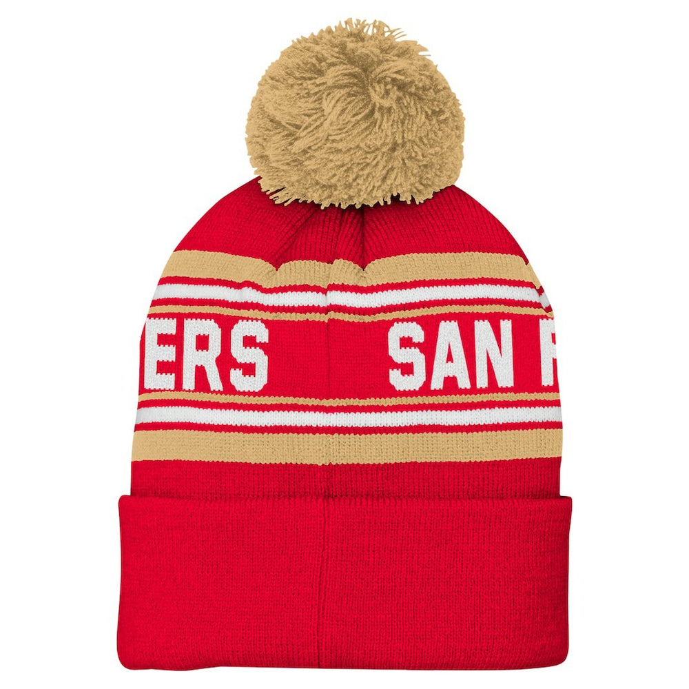 San Francisco 49ers Youth Jacquard Cuffed Knit Hat with Pom - Scarlet online
