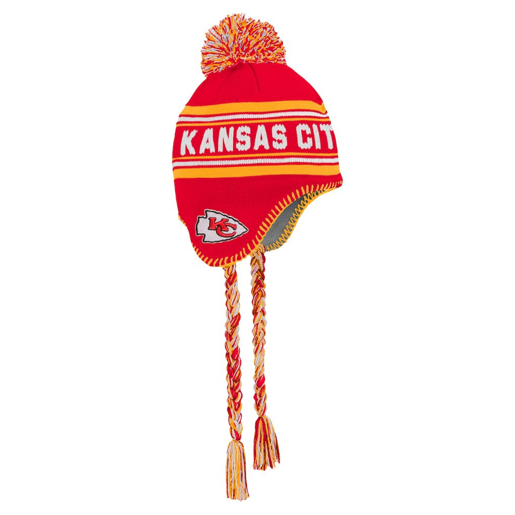 Kansas City Chiefs Youth Jacquard Tassel Knit Hat with Pom - Red on sale