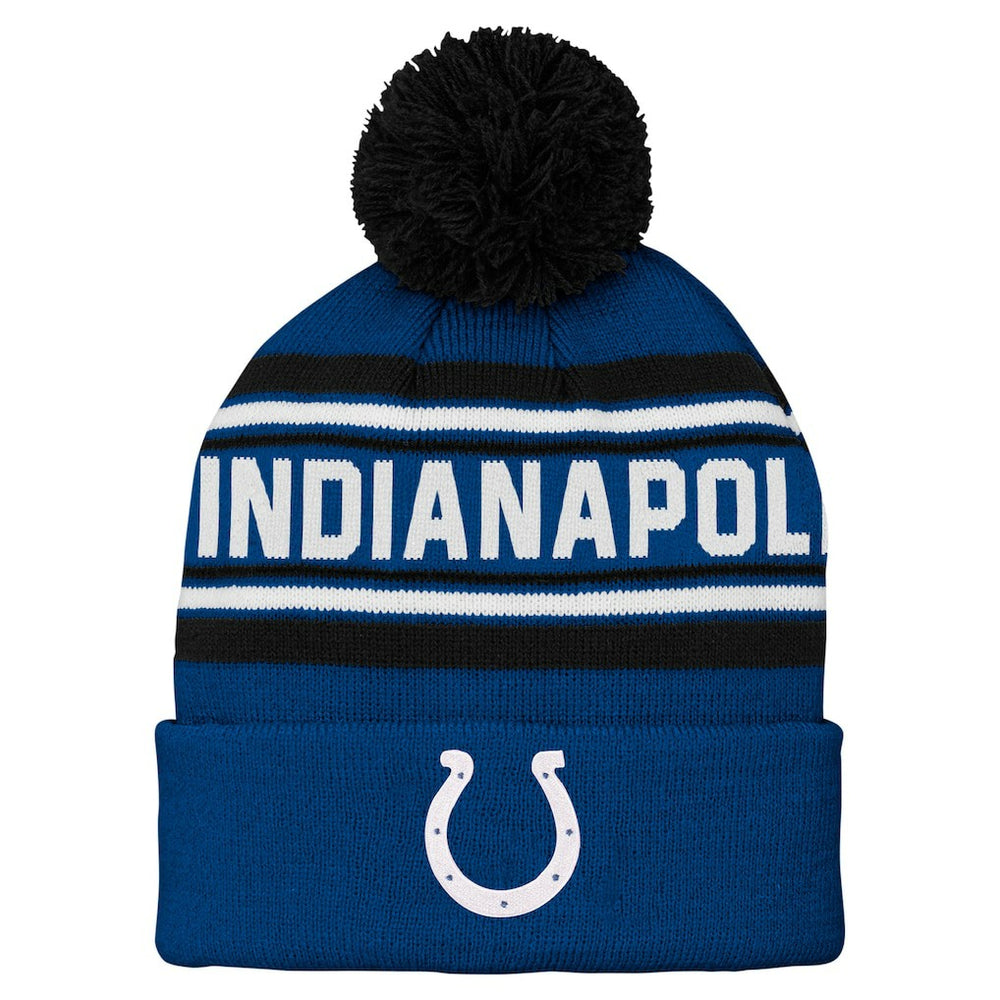 Indianapolis Colts Preschool Jacquard Cuffed Knit Hat with Pom - Royal outlet