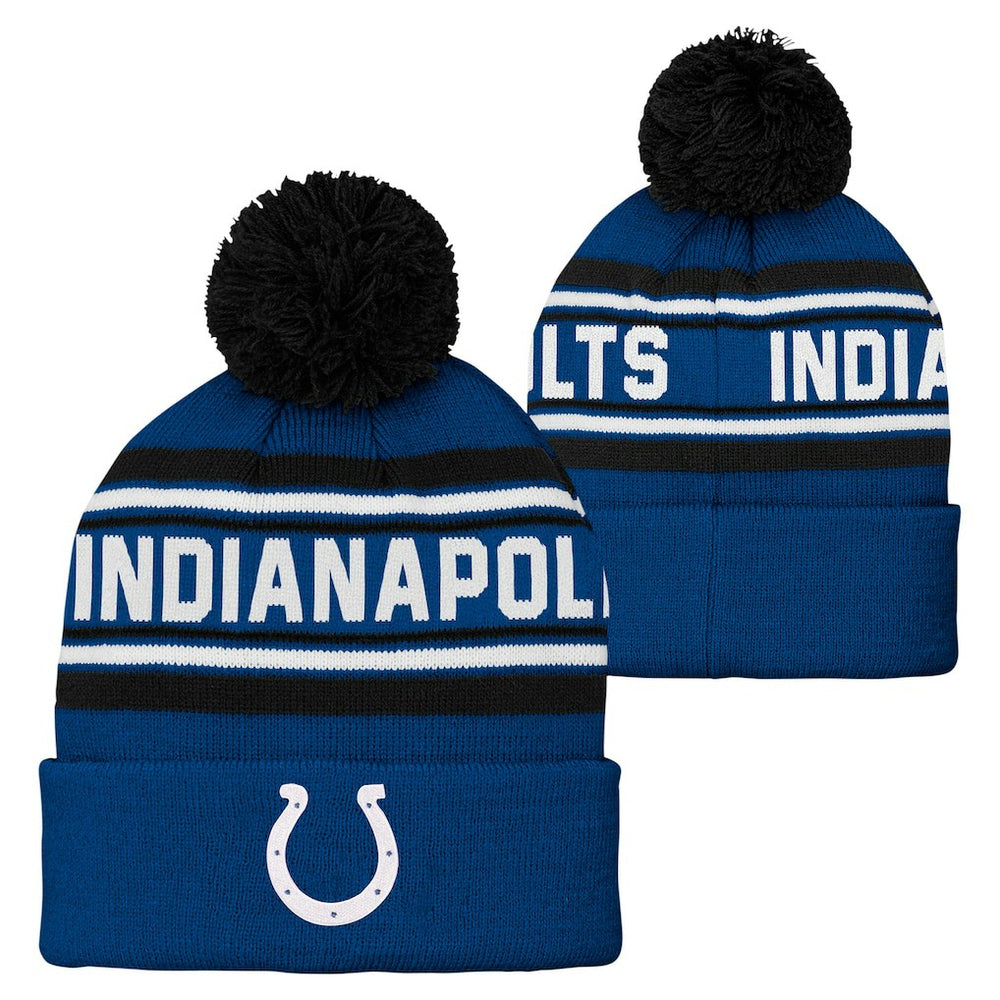 Indianapolis Colts Preschool Jacquard Cuffed Knit Hat with Pom - Royal outlet