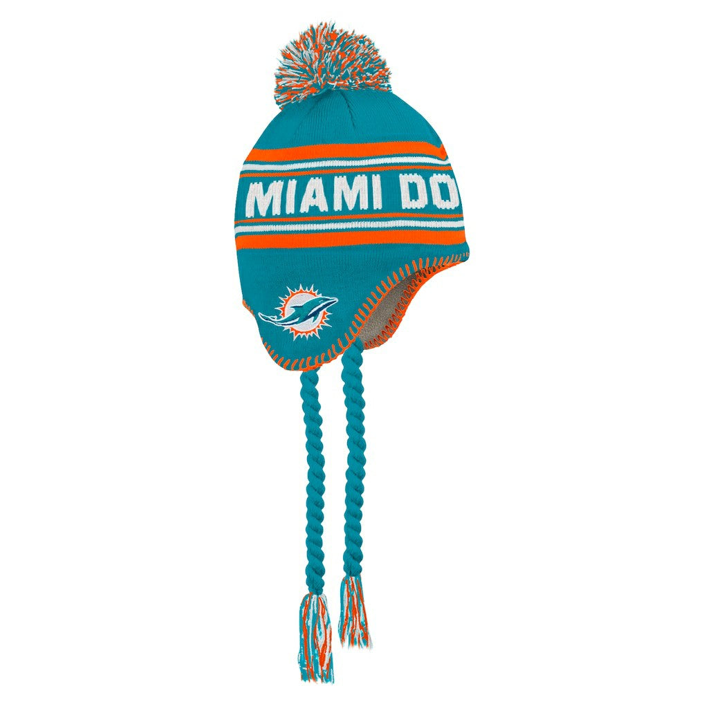 Miami Dolphins Preschool Jacquard Tassel Knit Hat with Pom - Aqua outlet