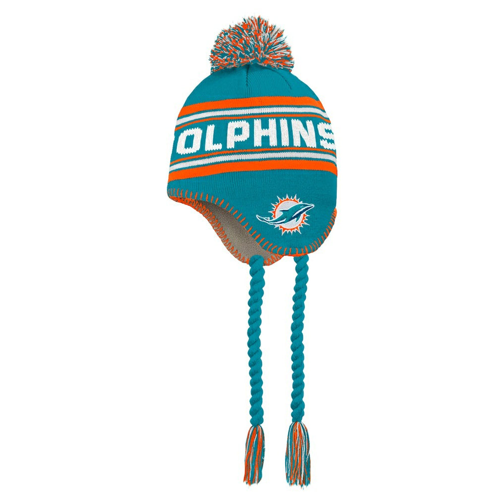 Miami Dolphins Preschool Jacquard Tassel Knit Hat with Pom - Aqua outlet