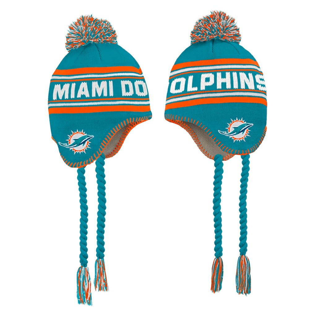 Miami Dolphins Preschool Jacquard Tassel Knit Hat with Pom - Aqua outlet