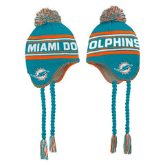Miami Dolphins Preschool Jacquard Tassel Knit Hat with Pom - Aqua outlet