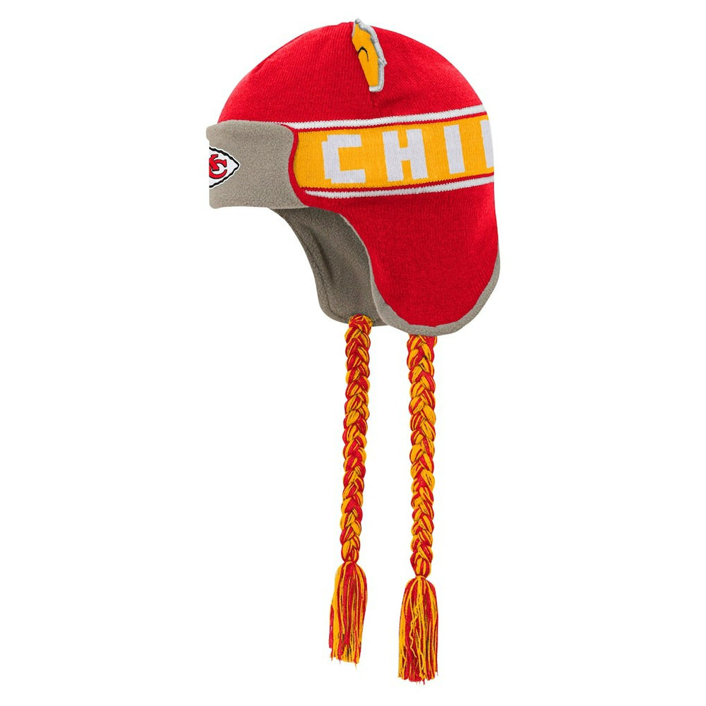 Kansas City Chiefs Youth Wordmark Ears Trooper Knit Hat - Red for sale
