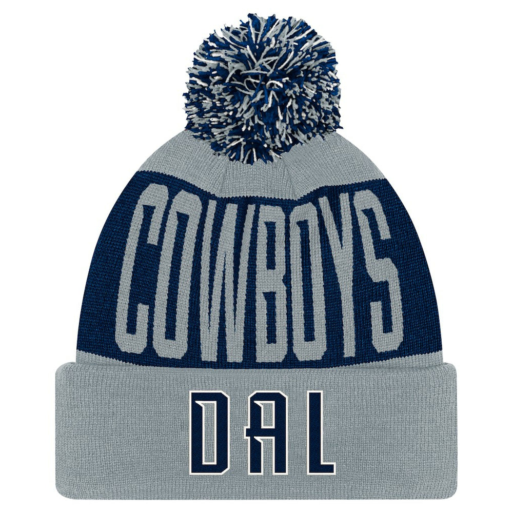 Dallas Cowboys Youth Bevel Cuffed Knit Hat with Pom - Navy/Gray cheap