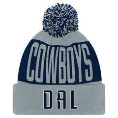 Dallas Cowboys Youth Bevel Cuffed Knit Hat with Pom - Navy/Gray cheap