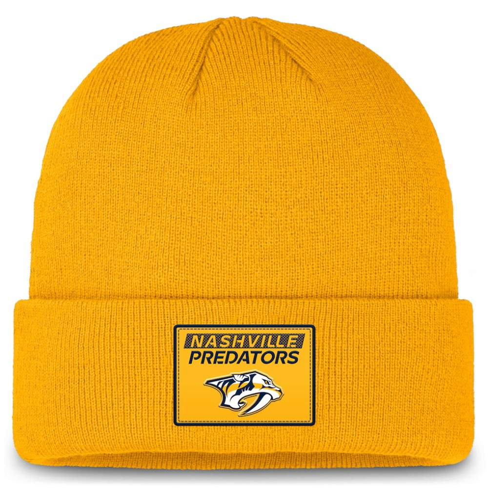 Nashville Predators Fanatics Authentic Pro Cuffed Knit Hat - Gold Hats